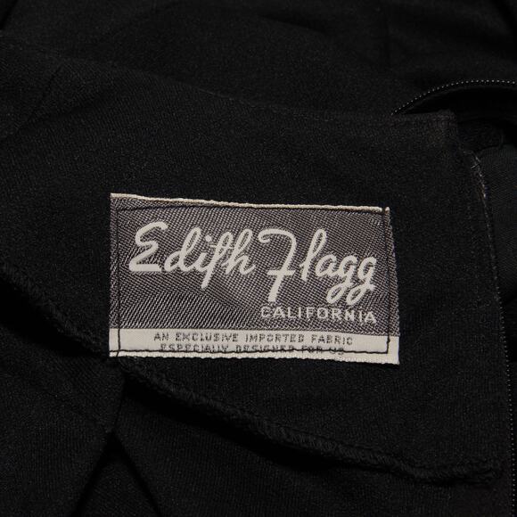 Vintage Edith Flagg Surplice Front Bow Accent Black Maxi Dress Size Small - Picture 10 of 10